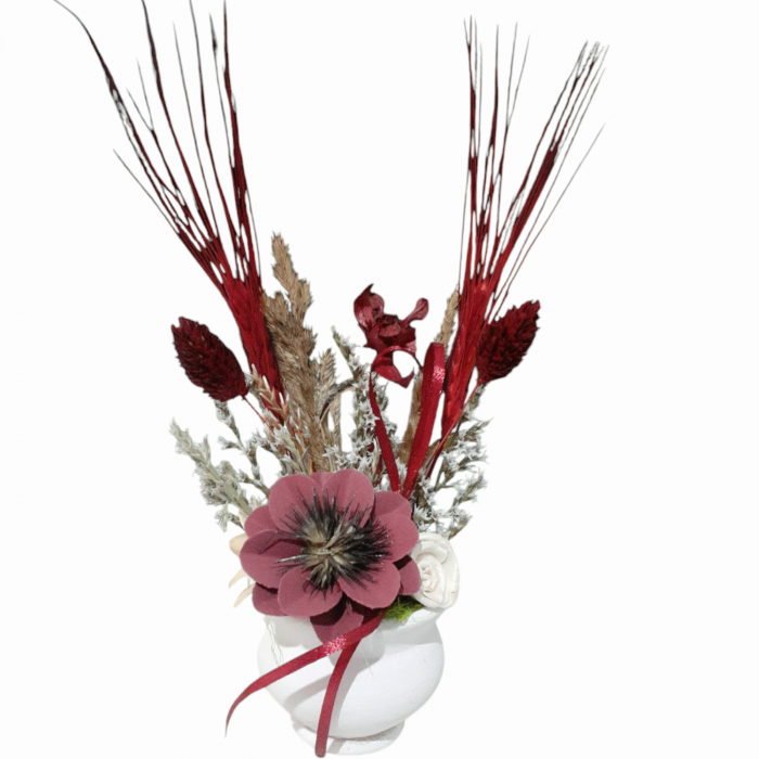Aranjament flori uscate si artificiale in ghiveci din ceramica 20x7 cm [3]