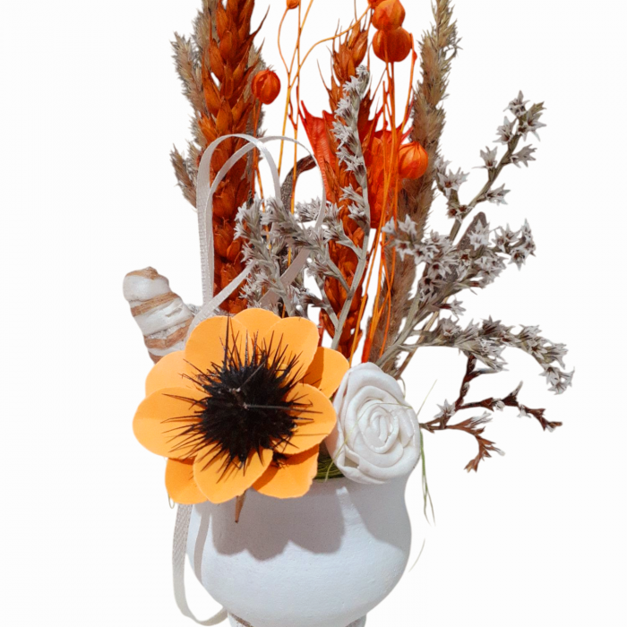 Aranjament flori uscate si artificiale in ghiveci din ceramica 20x7 cm [2]