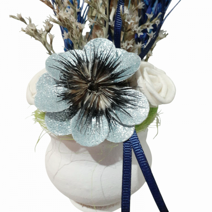Aranjament flori uscate si artificiale in ghiveci din ceramica 20x7 cm [3]