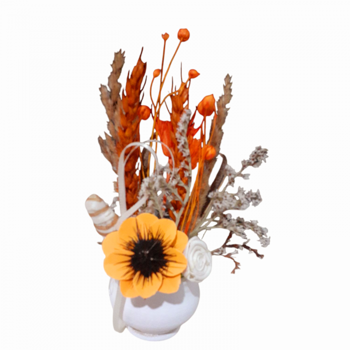 Aranjament flori uscate si artificiale in ghiveci din ceramica 20x7 cm [3]