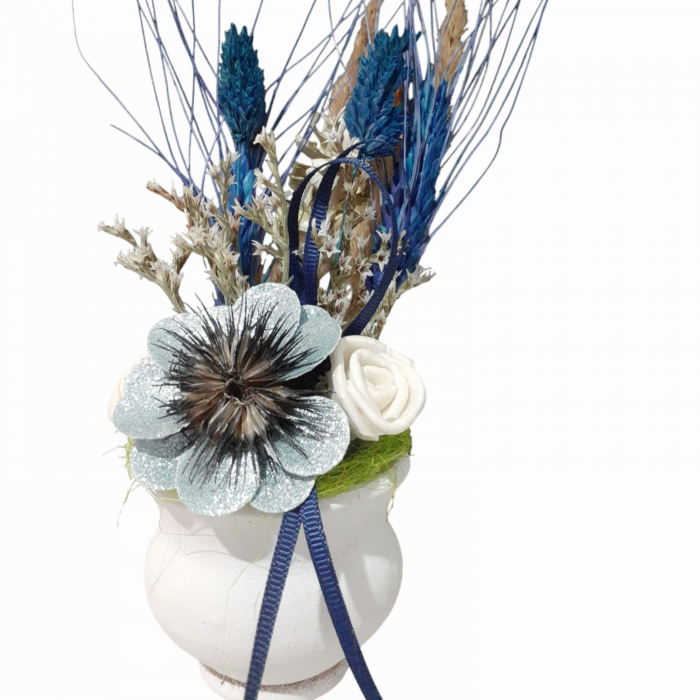 Aranjament flori uscate si artificiale in ghiveci din ceramica 20x7 cm [2]