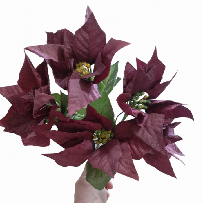 Buchet cu 5 craciunite artificiale mov inchis 35c [2]