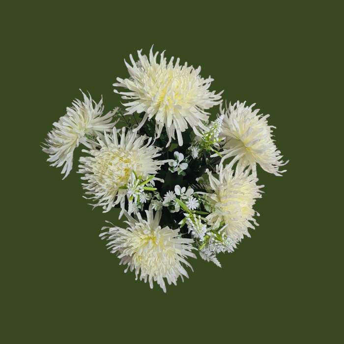 Buchet de crizanteme artificiale crem [7]