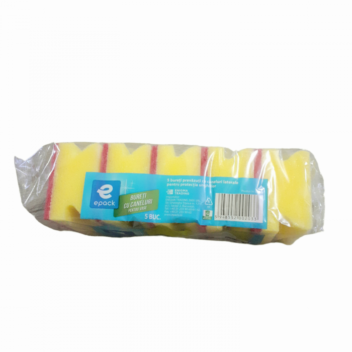 Bureți de vase cu caneluri, set 5 buc, Epack [2]