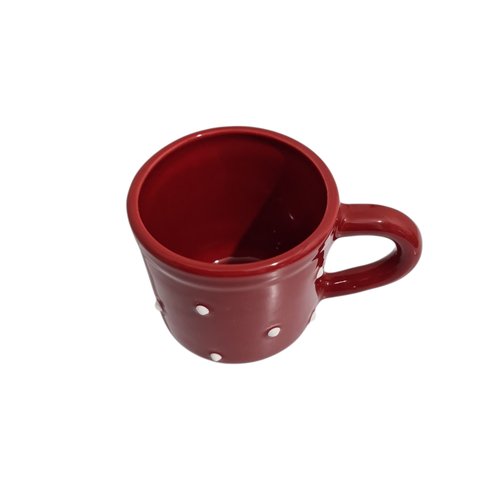 Cana ceramica rosu cu buline albe 200ml [2]