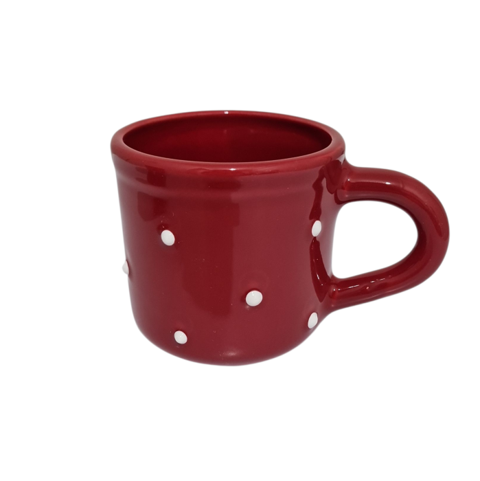 Cana ceramica rosu cu buline albe 200ml [1]