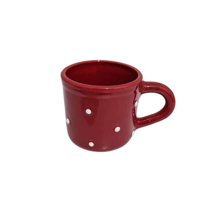 Cana ceramica rosu cu buline albe 200ml [3]