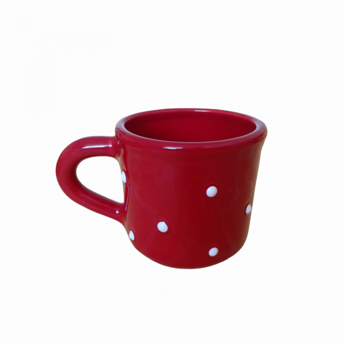 Cana rosu bordo cu buline albe 200 ml [2]