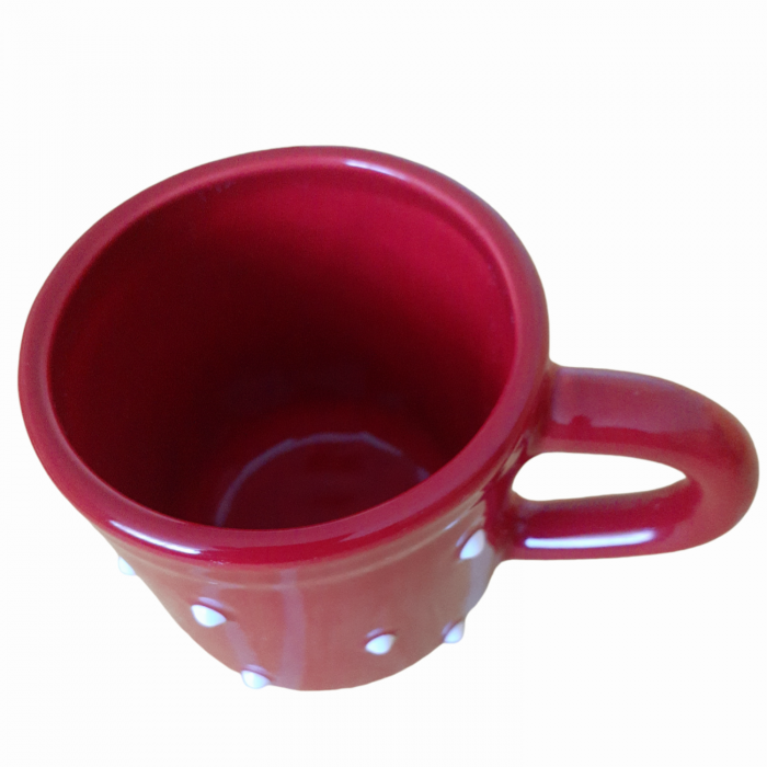 Cana rosu bordo cu buline albe 200 ml [3]