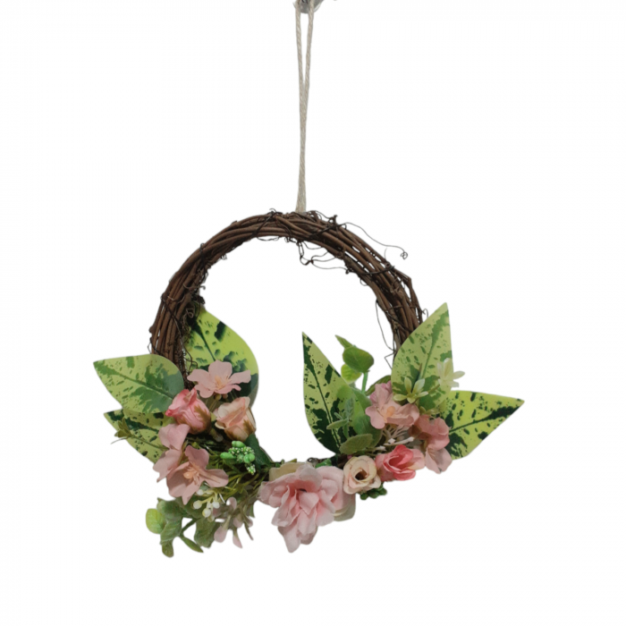 Coronita decorativa cu flori artificiale pentru usa sau perete, multicolor, 16 cm_6 [8]