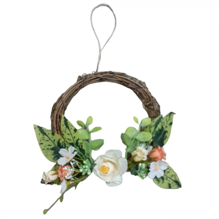 Coronita decorativa cu flori artificiale pentru usa sau perete, multicolor, 16 cm_6 [9]