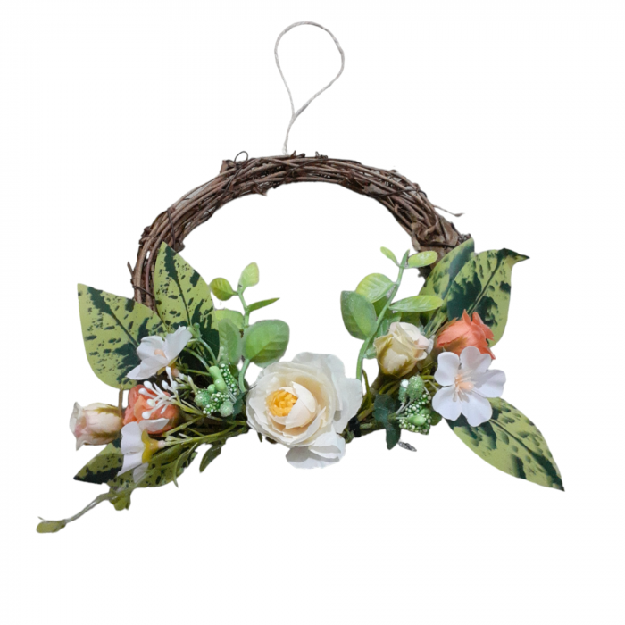 Coronita decorativa cu flori artificiale pentru usa sau perete, multicolor, 16 cm_6 [2]