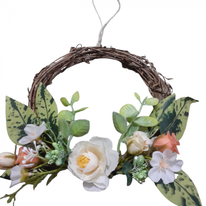 Coronita decorativa cu flori artificiale pentru usa sau perete, multicolor, 16 cm_6 [5]