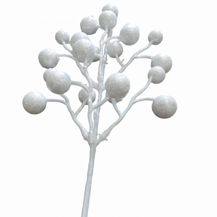 Crenguta decorativa alba cu bilute 40 cm_3 [2]