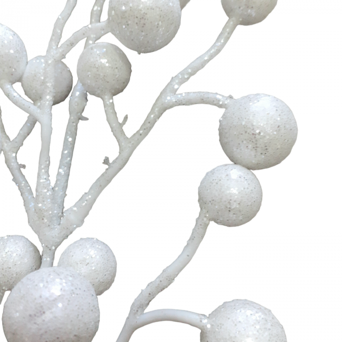 Crenguta decorativa alba cu bilute 40 cm_3 [4]