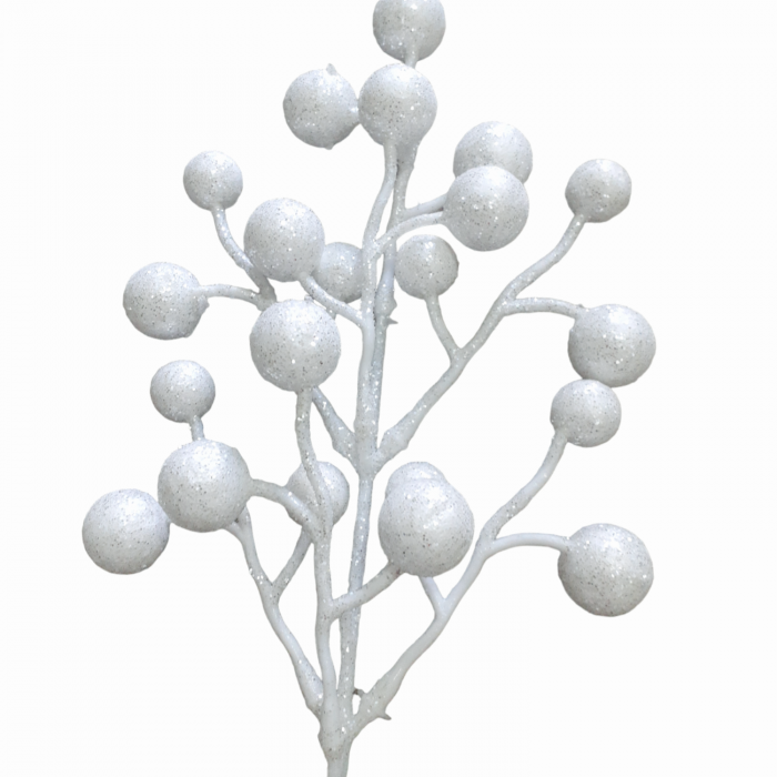 Crenguta decorativa alba cu bilute 40 cm_3 [3]
