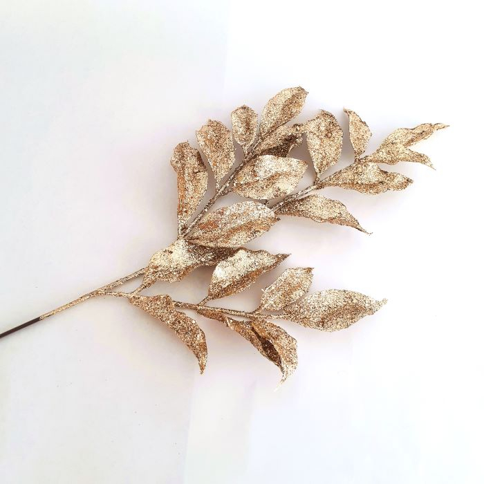 Crenguta decorativa cu frunze auriu sampanie 45cm [3]