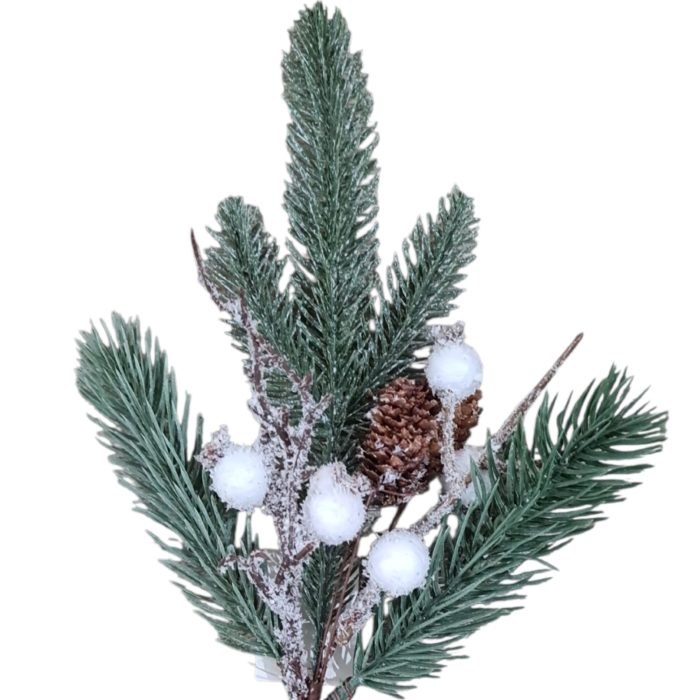 Crenguta decorativa brad inzapezit, ilex alb si con, 35 cm [6]