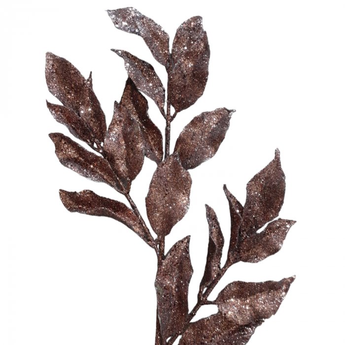 Crenguta decorativa cu frunze, maro cu glitter 47b [2]