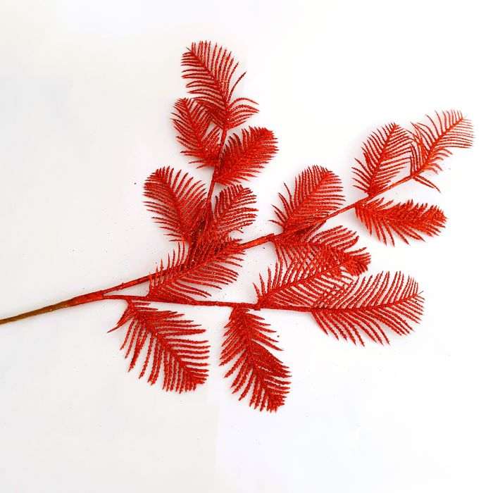 Crenguta artificiala pana, rosu cu glitter 85 cm [4]