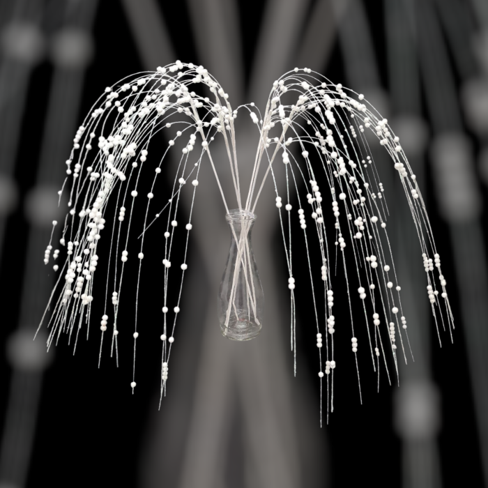 Crenguta decorativa cu ramuri curgatoare si bilute, alb irizat, 100 cm [12]