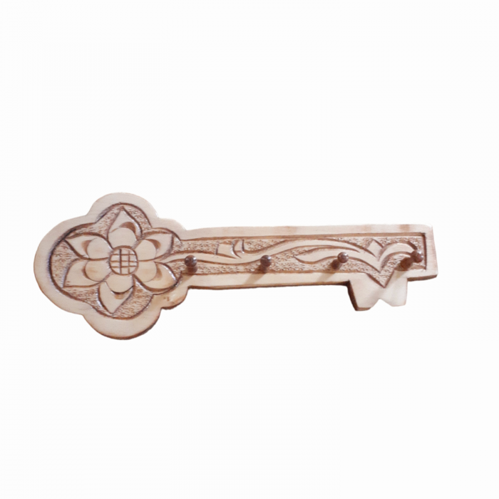 Cuier pentru chei din lemn sculptat_34x12 cm [2]