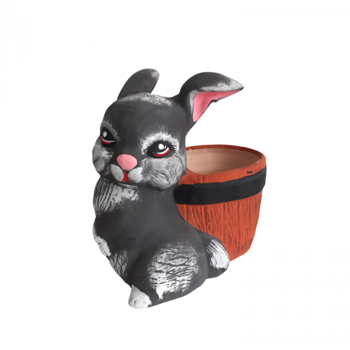 Decor de gradina cu ghiveci pentru flori, Bunny, 35x35x20 cm [2]