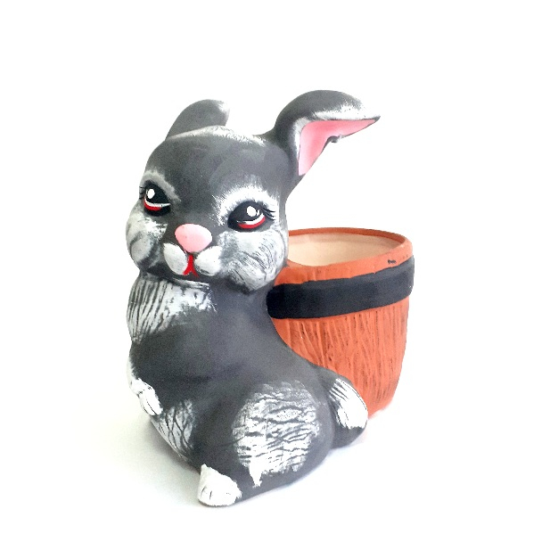 Decor de gradina cu ghiveci pentru flori, Bunny, 35x35x20 cm [3]