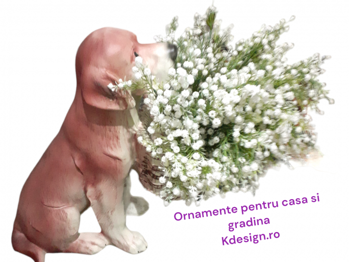Decor de gradina cu ghiveci pentru flori, Dog, 42x21x42 cm [5]
