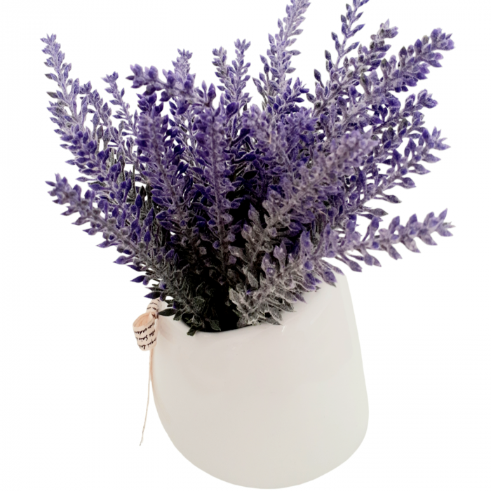 Ghiveci alb cu flori artificiale de lavanda_6 [2]