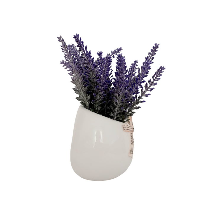 Ghiveci alb cu flori artificiale de lavanda_6 [4]