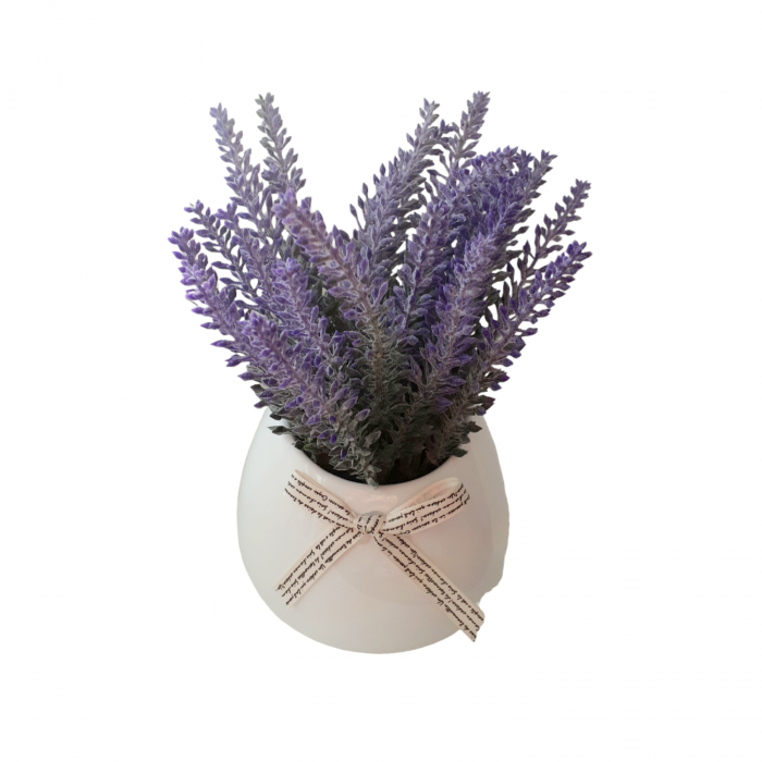 Ghiveci alb cu flori artificiale de lavanda_6 [6]