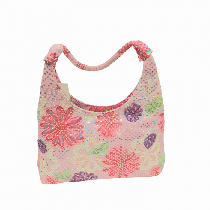 Geanta de vara cu flori roz multicolor [2]