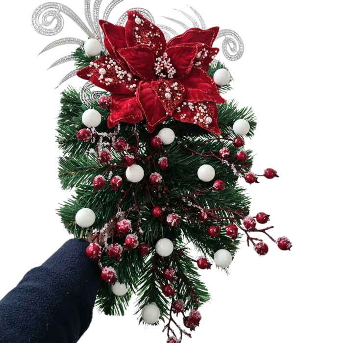 Ghirlanda decorativa pentru Craciun, rosu, 55x30 cm [12]