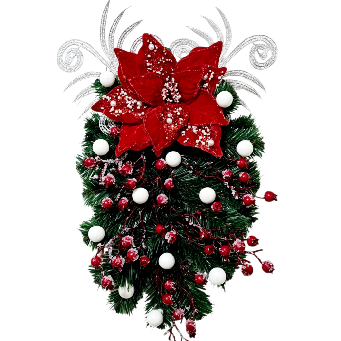 Ghirlanda decorativa pentru Craciun, rosu, 55x30 cm [2]