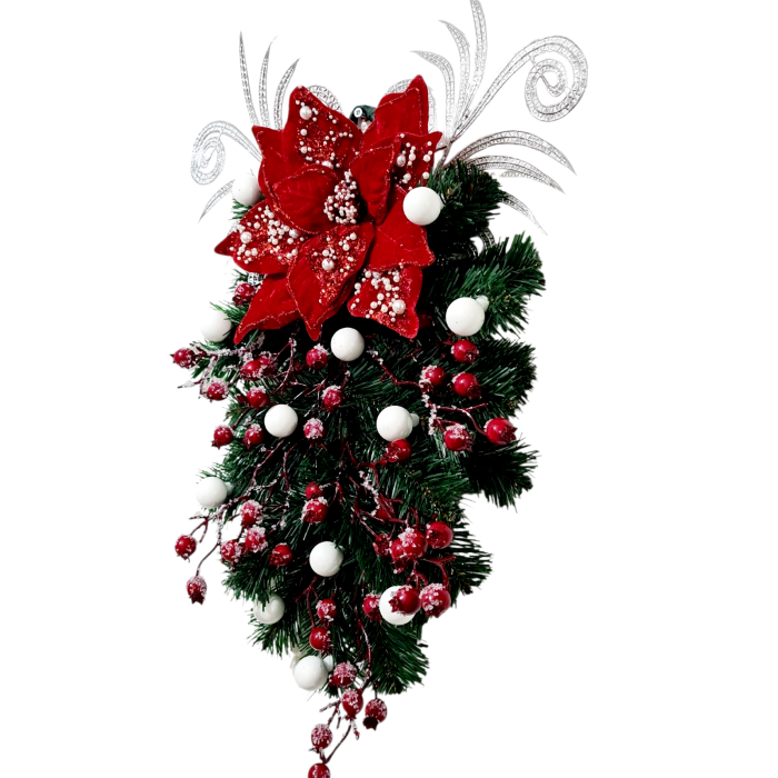 Ghirlanda decorativa pentru Craciun, rosu, 55x30 cm [4]