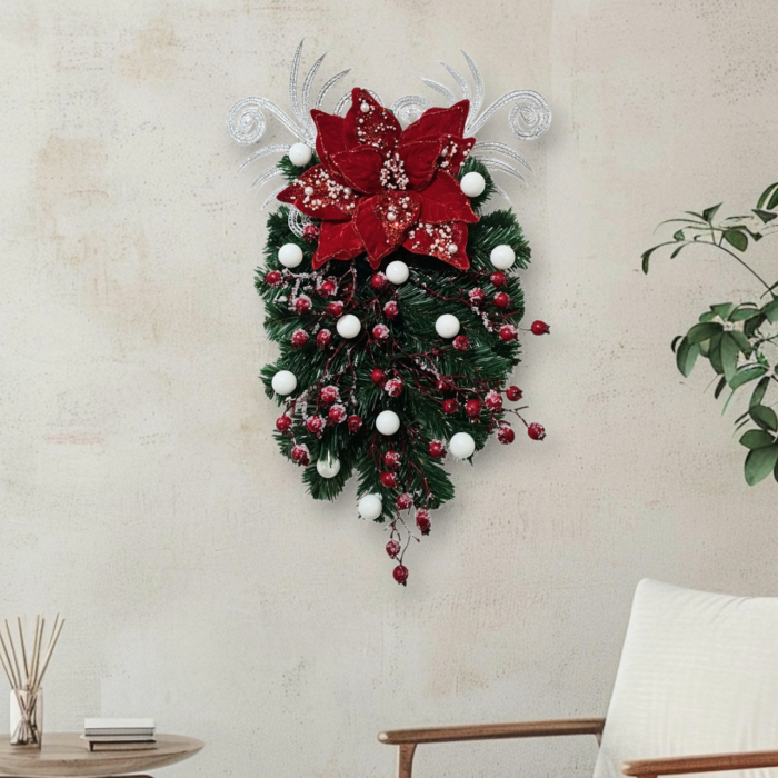 Ghirlanda decorativa pentru Craciun, rosu, 55x30 cm [9]