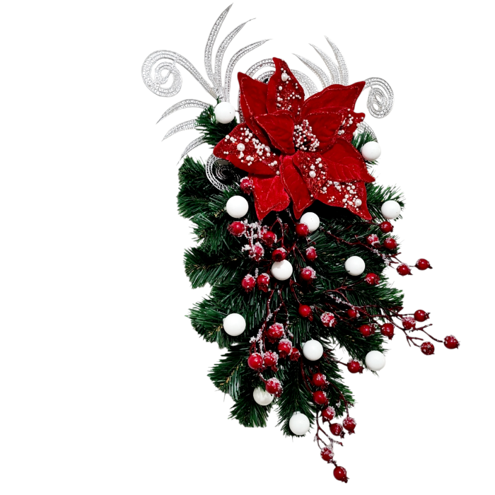 Ghirlanda decorativa pentru Craciun, rosu, 55x30 cm [3]