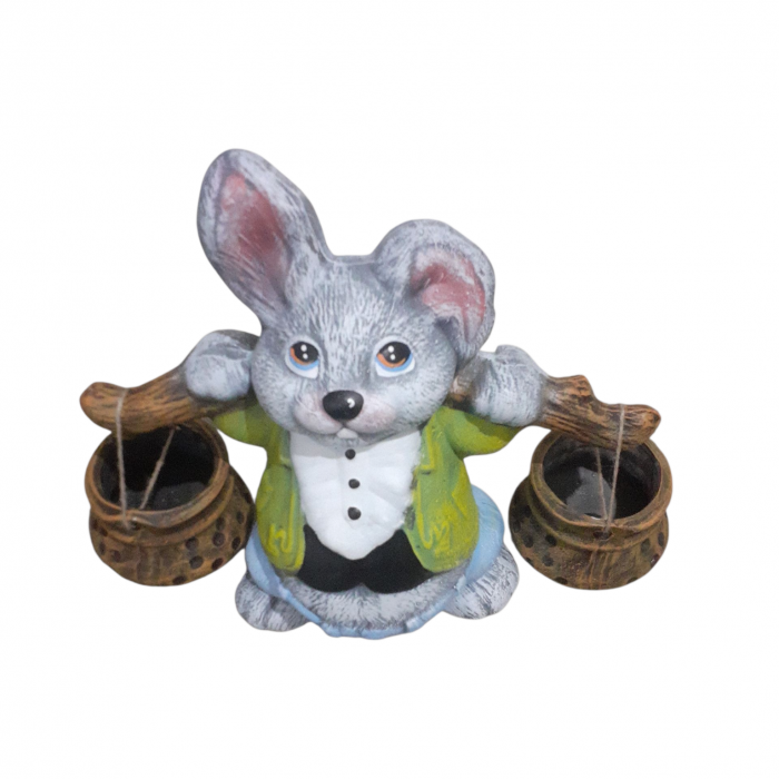 Ornament de gradina, iepuras cu doua ghivece [3]