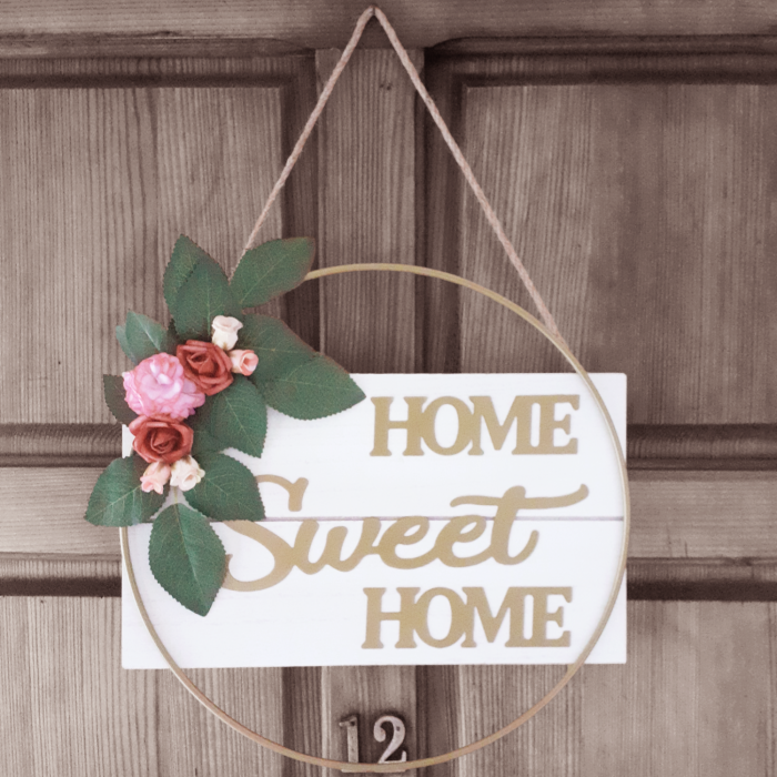 Ornament pentru usa cu flori artificiale, Home Sweet Home [2]