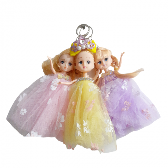 Papusa breloc 15 cm, set 3 buc, galben, roz și mov [2]