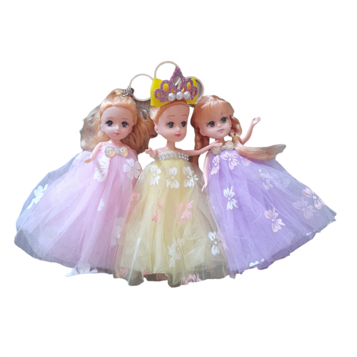 Papusa breloc 15 cm, set 3 buc, galben, roz și mov [10]