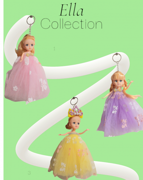 Papusa breloc 15 cm, set 3 buc, galben, roz și mov [3]