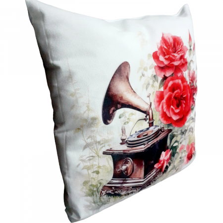 Perna decorativa alba cu imprimeu,  40x40 cm [4]