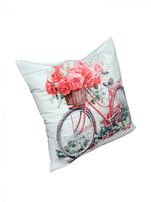 Perna decorativa alba cu imprimeu,  40x40 cm [6]