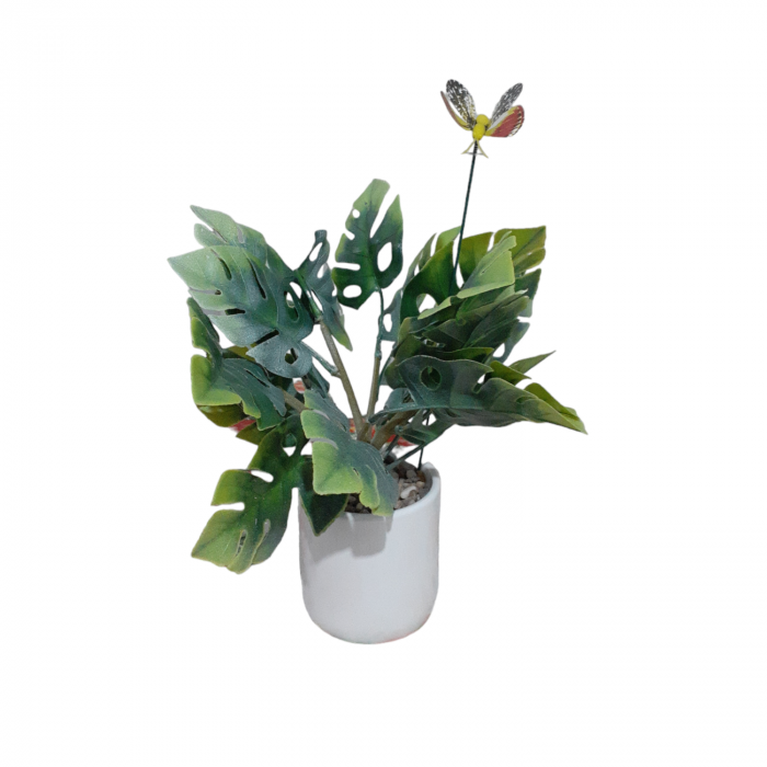 Planta decorativa verde cu ghiveci alb 25 cm [5]