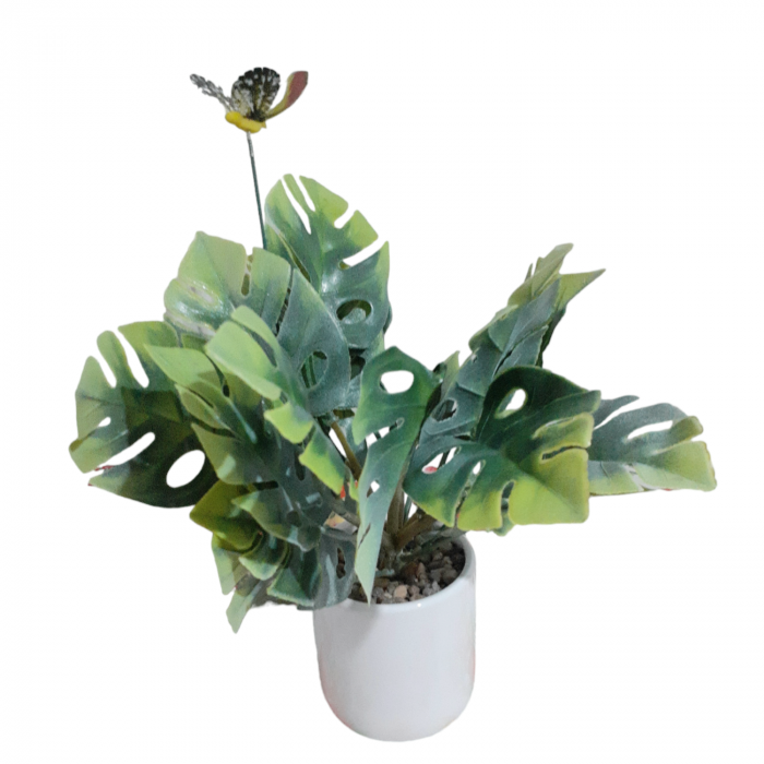 Planta decorativa verde cu ghiveci alb 25 cm [3]