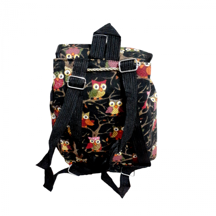 Rucsac mini, negru cu bufnite multicolore, 30x28 cm [6]
