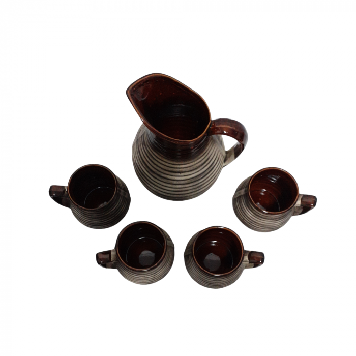 Set pentru vin, carafa si 4 cesti, ceramica [2]