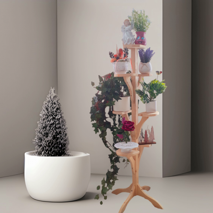 Suport din lemn pentru 7 ghivece cu flori [10]